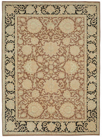 Vamave Vintage Uşak Halısı Kahverengi Bej Çiçekli El Dokuma Halı 303x423 cm