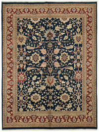 Vamave Lacivert Çiçekli Pamuk ve Yün Uşak Halısı 267x357 cm