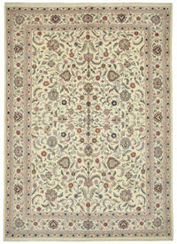 Vamave Düz Krem Halı Uşak El Dokuma Çiçek Desenli 267x375 cm 49256