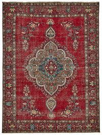 Rusvo Madalyon Desenli Kırmızı Dokuma Vintage Halı 289x390 cm