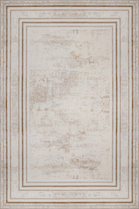 Waschbarer Teppich Creme & Braun mit geometrischem Muster
