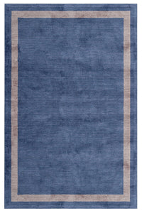 Makine Dokuması İndigo Bej Bordürlü Mavi Halı 200x300 cm