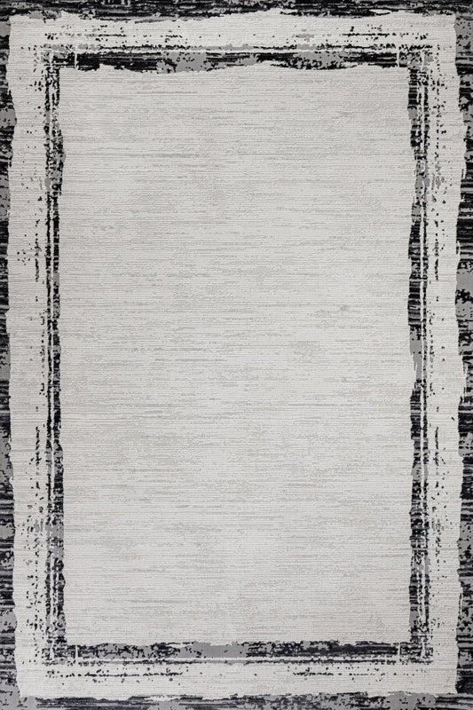 Antrasit Gri Bordürlü Minimalist Halı - Yıkanabilir - Kaymaz Taban - Pati Dostu