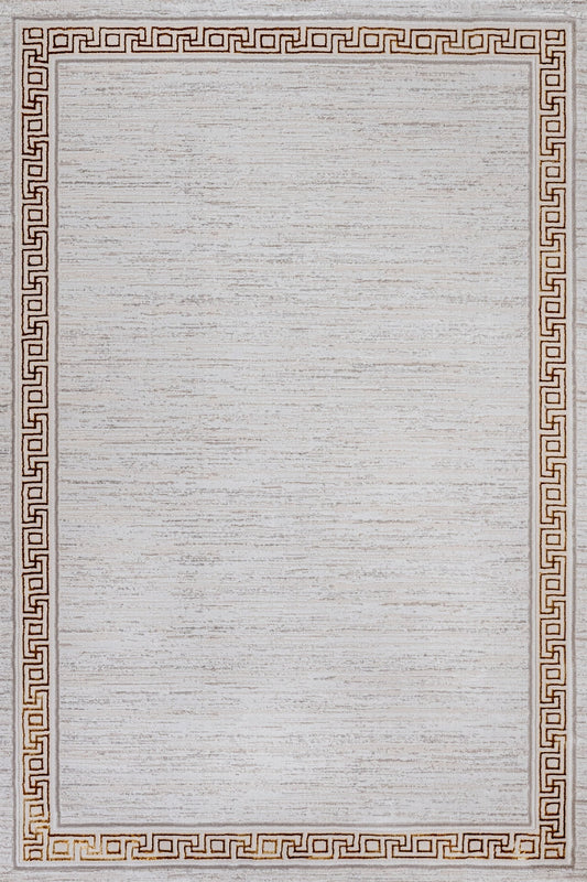 Gri Bordürlü Minimalist Halı - Yıkanabilir - Kaymaz Taban - Pati Dostu