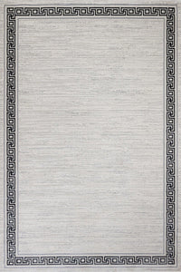 Açık Gri Siyah Modern Geometrik Salon Halısı Yunan anahtarı