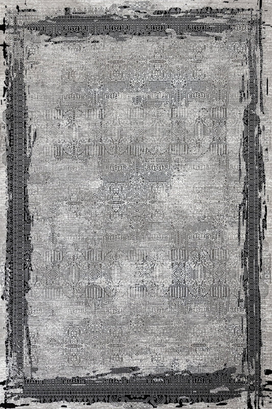 Antrasit Gri Bohem Dokulu Halı - Yıkanabilir - Kaymaz Taban - Pati Dostu