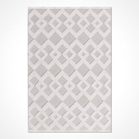 Krem Açık Gri Modern Geometrik Salon Halısı Baklava