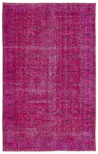 Pink and Purple Floral Overdyed Vintage Rug 170x269 cm (5'7" x 8'10")