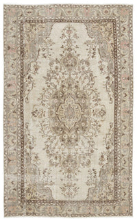 Cream & Brown Medallion Hand-Knotted Rug 178x285 cm (5'10" x 9'4")