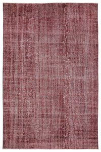 Bordeaux Teppich Handgeknüpft Unifarben mit Melange-Struktur 194x297 cm