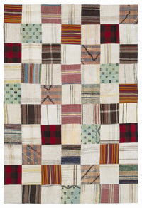 Bej Krem Klasik Kilim Patchwork Salon Halısı
