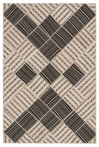 Koyu Kahve Bej Etnik Kilim Geometrik Salon Halısı