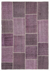 Purple & Navy Geometric Flatweave Kilim Rug 160x230 cm (5'3" x 7'7")