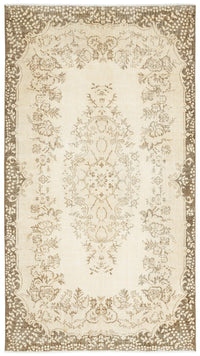 Cream Floral Hand-Knotted Wool Rug 168x303 cm (5'6" x 9'11")