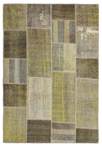 Sarımsı Yeşil Sarı Bohem Patchwork Salon Halısı