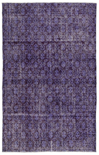 Purple & Grey Geometric Hand-Knotted Wool Rug 208x324 cm (6'10" x 10'8")