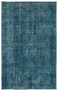 Blauer handgeknüpfter Wollteppich mit abstraktem Muster 187x297 cm