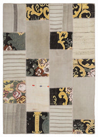 Gray & Yellow Modern Patchwork Rug 160x230 cm (5'3" x 7'7")