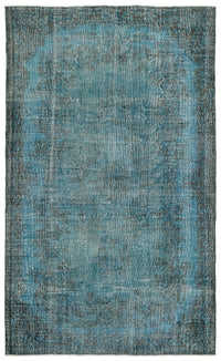 Blue and Grey Abstract Hand-Woven Wool Blend Rug 185x309 cm (6'1" x 10'2")