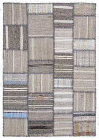 Gri Bej Bohem Patchwork Salon Halısı 1324