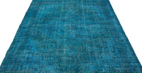 Turquoise & Navy Blue Abstract Hand-Knotted Rug 169x292 cm (5'7" x 9'7")