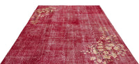 Red & Beige Floral Distressed Area Rug 199x305 cm (6'6" x 10')