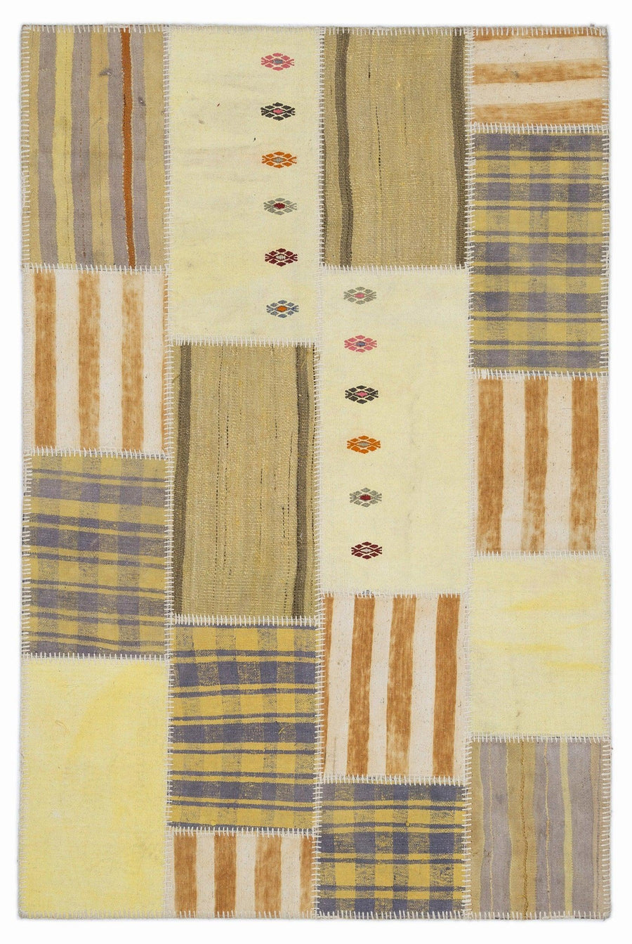 Sarı Anadolu Bohem Geometrik Yün Halı 120x180 - Özel Seri