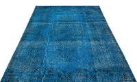 Blauer handgeknüpfter Woll-Läufer mit abstraktem Muster 158x305 cm