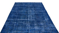 Plain Blue Hand-Knotted Wool Rug with Melange Texture 166x288 cm (5'5" x 9'5")