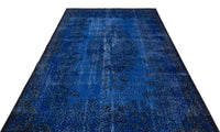 Blue Medallion Turkish Rug with Distressed Finish 176x285 cm (5'9" x 9'4")