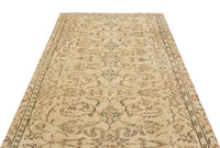 Beige Floral Hand-Knotted Turkish Wool Rug 149x245 cm (4'11" x 8')