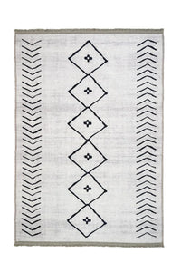 Bohemian Black and White Geometric Area Rug
