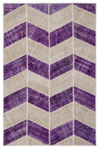 Mor El Dokuma Halı Geometrik Desenli Eskitme 160x230 cm 2024