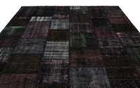 Large Black & Red Geometric Hand-Knotted Wool Rug 276x365 cm (9'1" x 12')