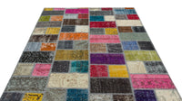 Colorful Geometric Low Pile Wool Rug 170x247 cm (5'7" x 8'1")
