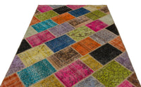 Bohemian Geometric Hand-Knotted Rug in Wool & Cotton 160x233 cm (5'3" x 7'8")