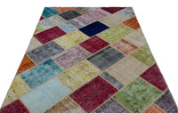 Kırmızı Mavi Eskitme Patchwork Salon Halısı 21951