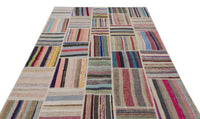 Geometrik Desenli Çok Renkli El Dokuma Halı Bohem 188x280 cm 22396