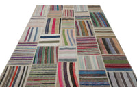 Colorful Geometric Handwoven Kilim Area Rug 190x280 cm (6'3" x 9'2")