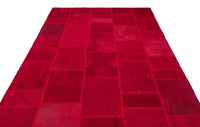 Red Geometric Hand-Woven Wool Flatweave Kilim Rug 199x298 cm (6'6" x 9'9")
