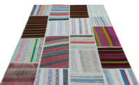 Kırmızı Yeşil Bohem Patchwork Salon Halısı