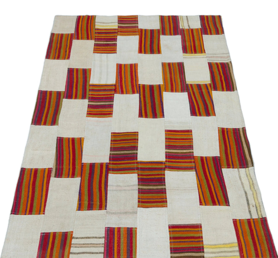 Krem Anadolu Bohem Geometrik Yün Halı 80x153 - Özel Seri
