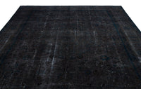 Abstract Black & Navy Hand-Knotted Wool Rug 292x383 cm (9'7" x 12'7")
