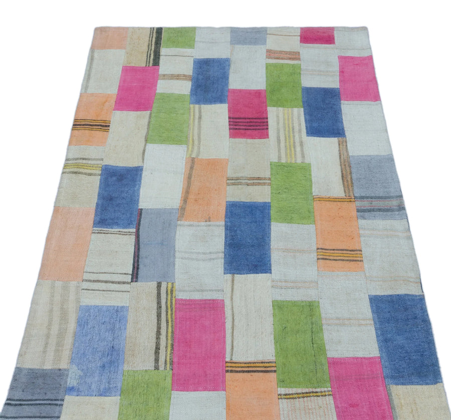 Krem Anadolu Bohem Geometrik Yün Halı 83x156 - Özel Seri