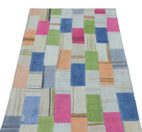 Pembe Mavi Bohem Patchwork Salon Halısı