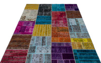 Çok Renkli El Dokuma Halı Yün Eskitme Geometrik Desenli 160x230 cm 24857