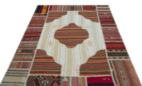 Krem Bej Bohem Etnik Patchwork Salon Halısı Geometrik