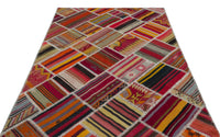Kırmızı Turuncu Bohem Etnik Patchwork Salon Halısı