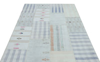 Krem Açık Gri Bohem Kilim Patchwork Salon Halısı
