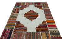 Krem Kırmızı Bohem Etnik Patchwork Salon Halısı